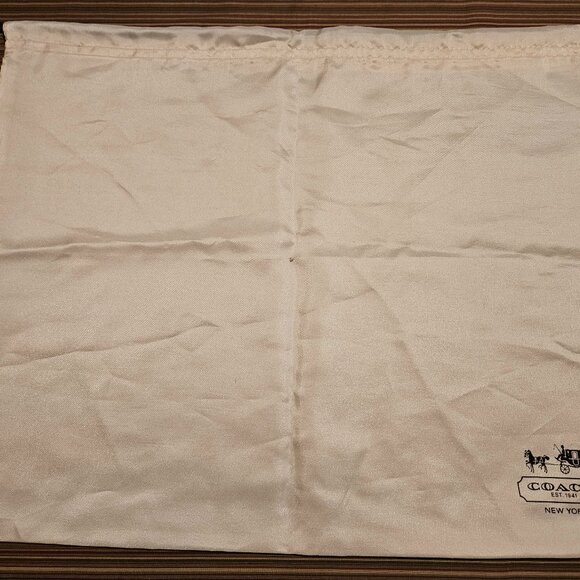 2 Coach Beige Satin & 1 Louis Vuitton Tan Cloth Tote Drawstring Dust Covers - Picture 4 of 7